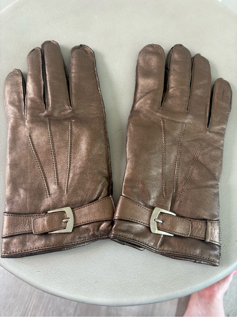 Bronze Leather Gloves | Wool Lined | L-XL | VGC
